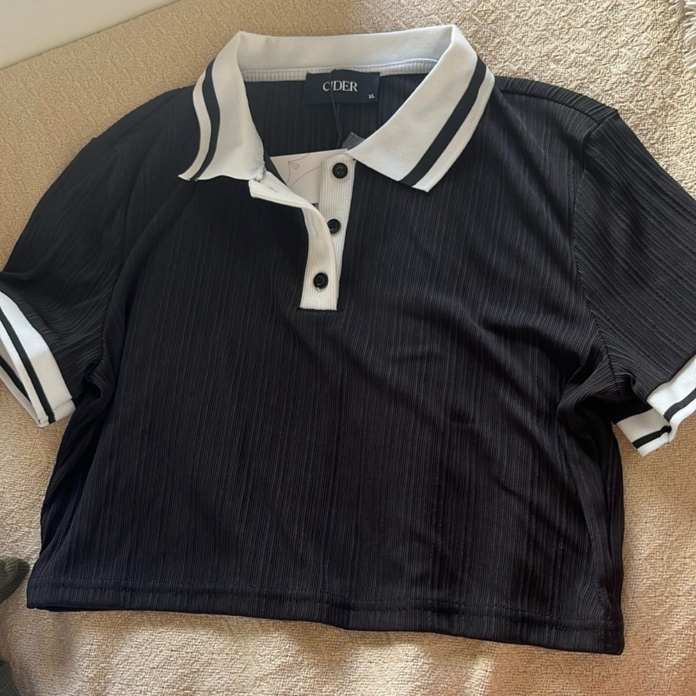 Cider Contrast Binding Polo - Black NWT
